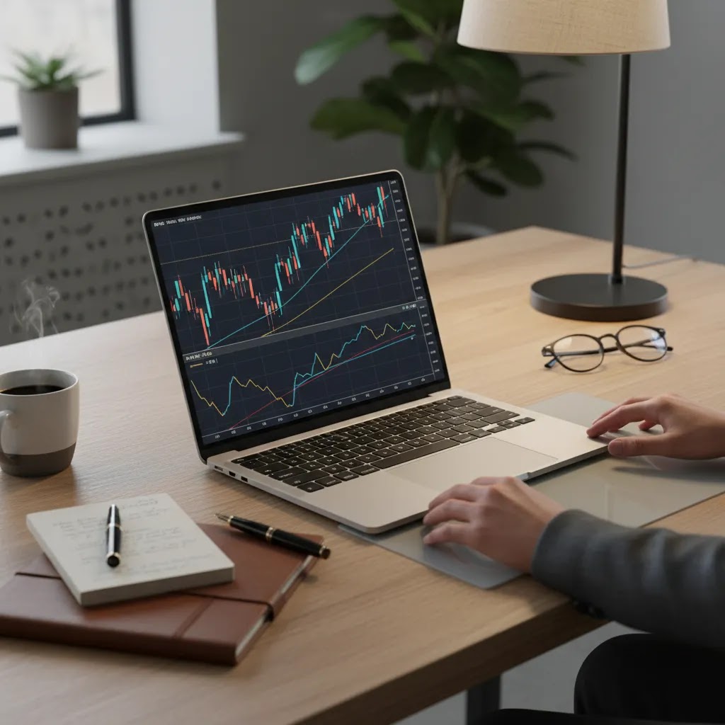 ADX indicator with plus DI and minus DI lines on a chart explaining ADX DMI trend strength analysis