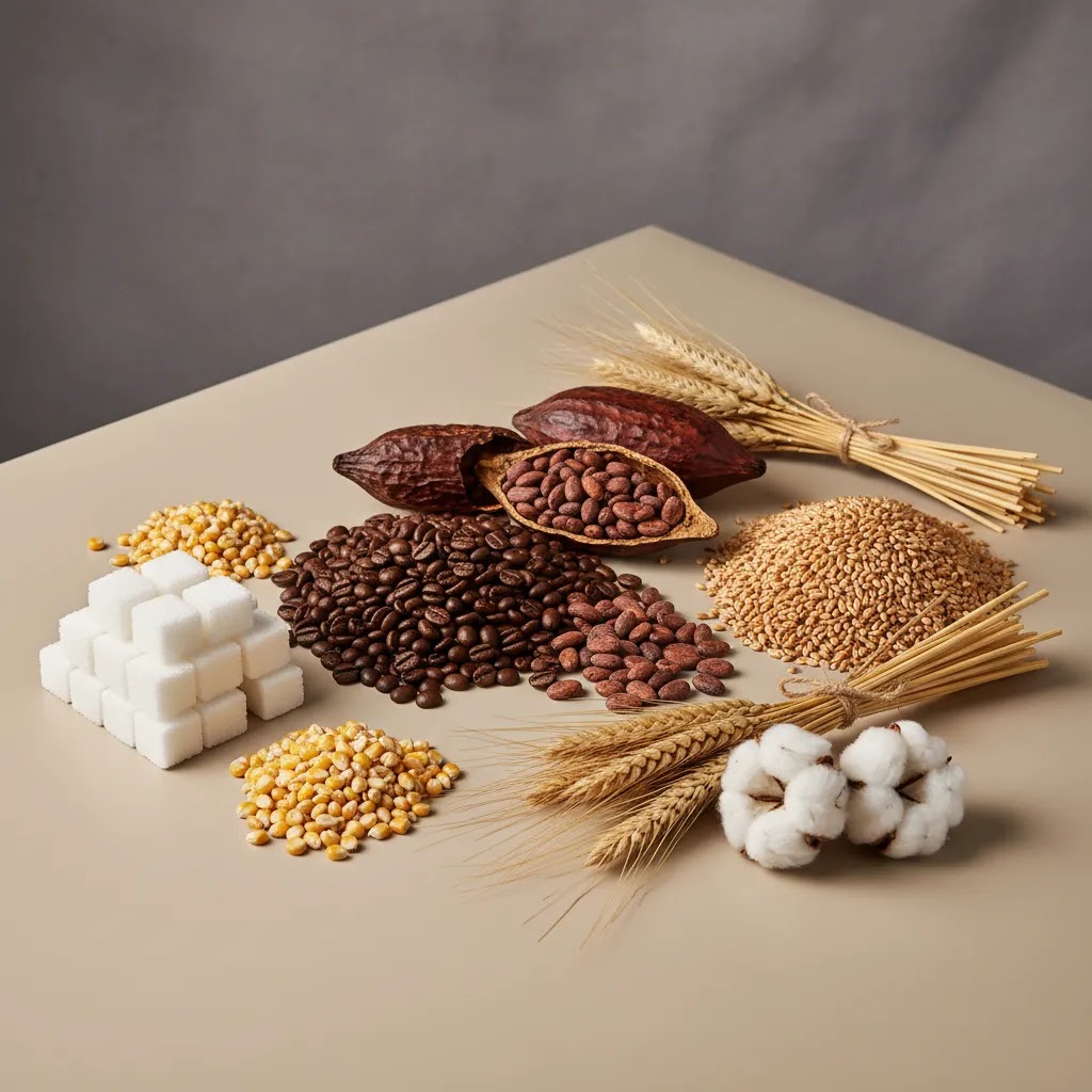 Soft commodities and agricultural commodities overview with coffee cocoa wheat sugar corn and cotton