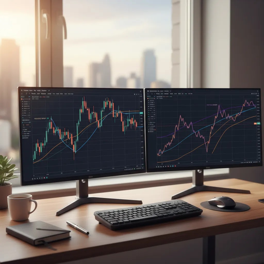 Anchored VWAP compared with moving average on an intraday trading chart for day traders