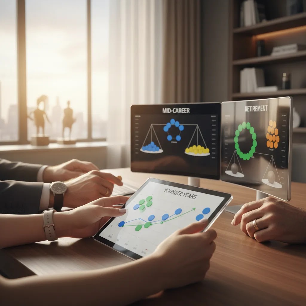 Asset allocation by age with rebalancing portfolio planning for different life stages