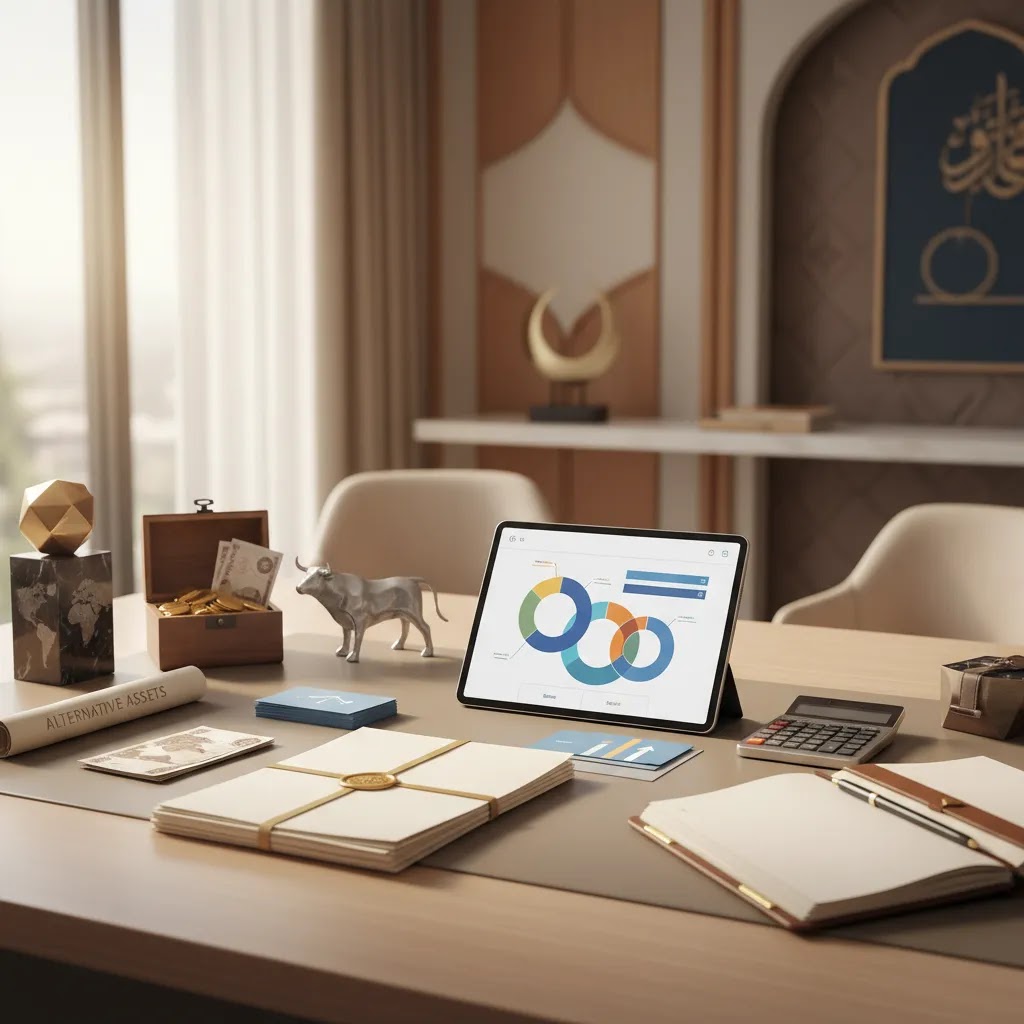 Asset allocation portfolio mix for UAE investors with stocks bonds and cash planning setup