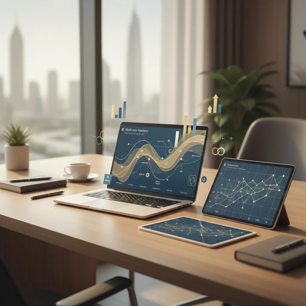 Asset correlation concept showing multi-asset market analysis for portfolio diversification