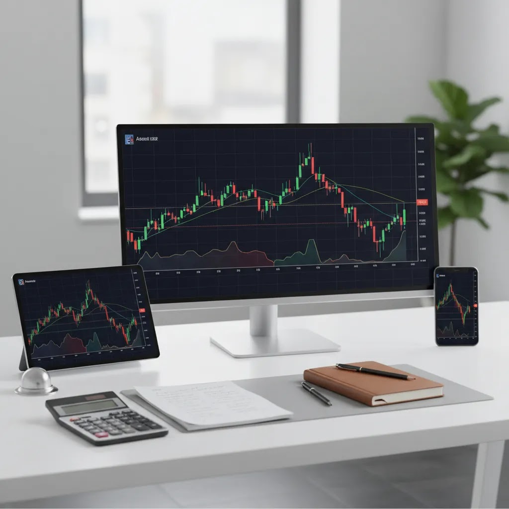 ATR indicator settings and position sizing concept across multiple trading timeframes
