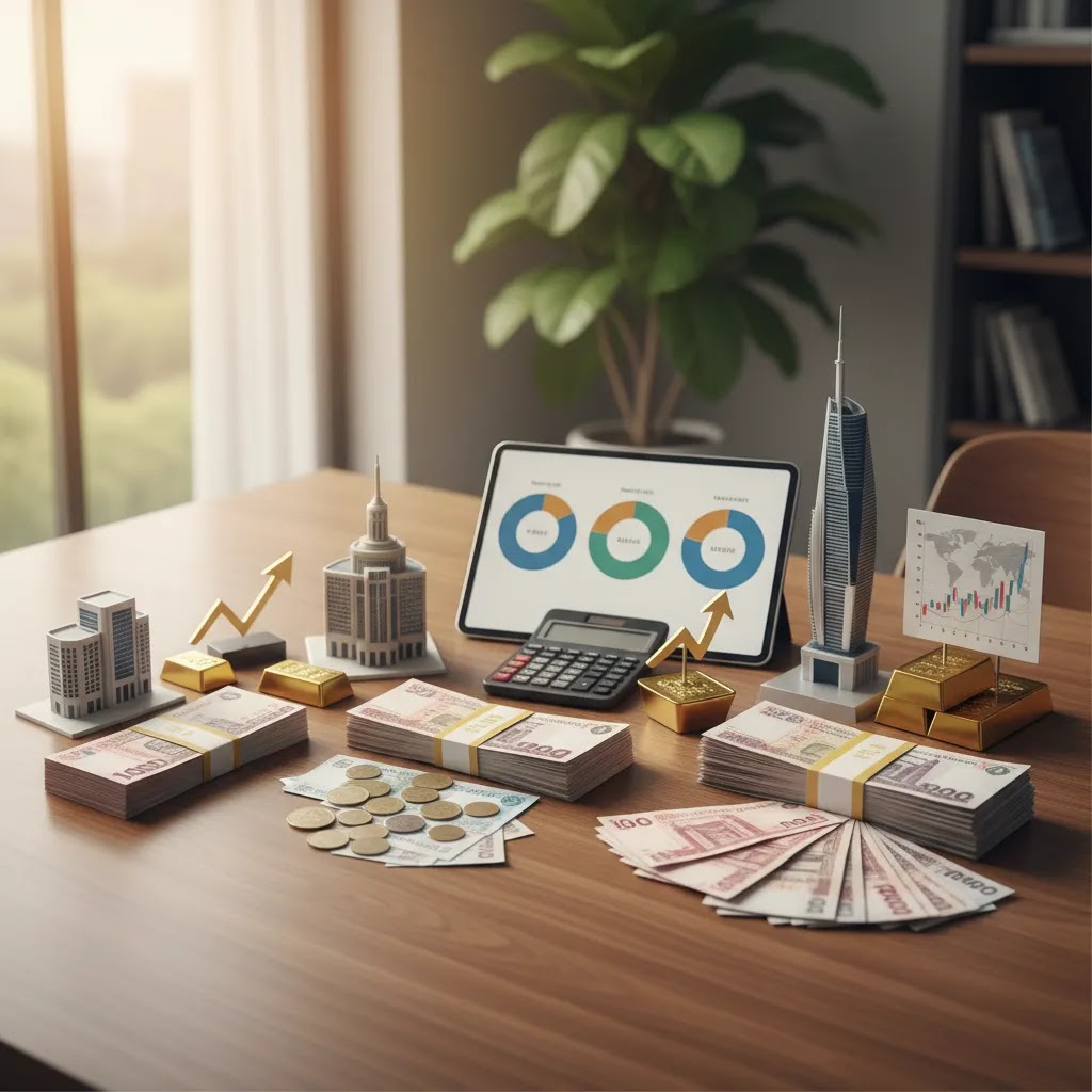 Best investment for beginners UAE concept showing budget planning and diversified portfolio allocation