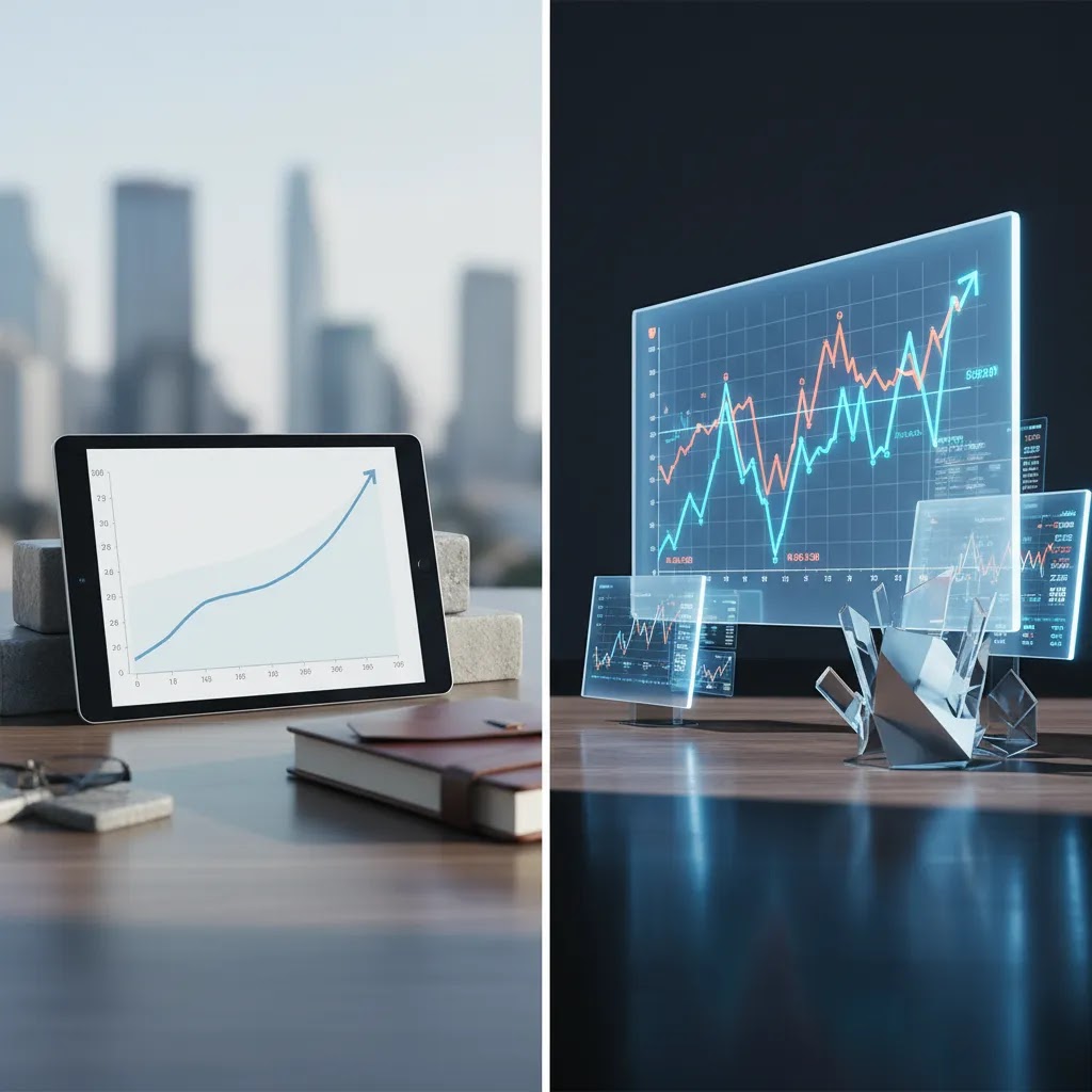 Blue chip vs growth stocks comparison visual for investors reviewing risk and stability