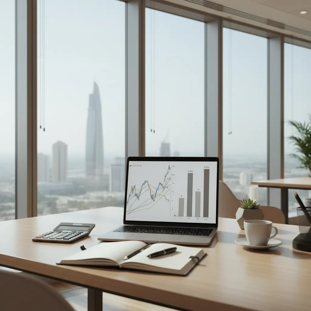 Broker fees comparison setup for UAE traders showing trading costs, spreads, commissions, and swaps