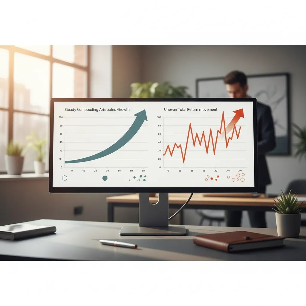 CAGR vs absolute return comparison with side by side investment performance charts