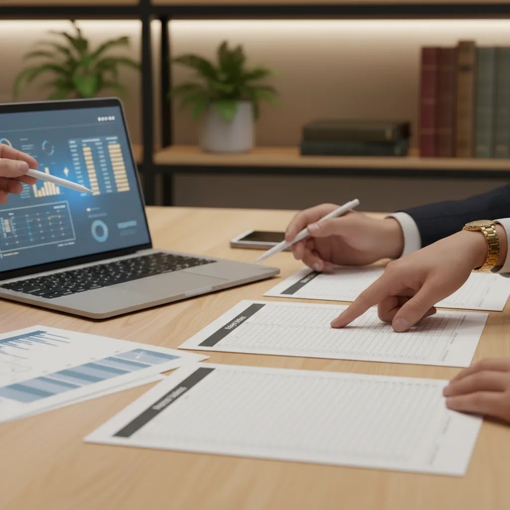 Common stock in balance sheet concept with equity shares and preference shares documents in a professional finance workspace