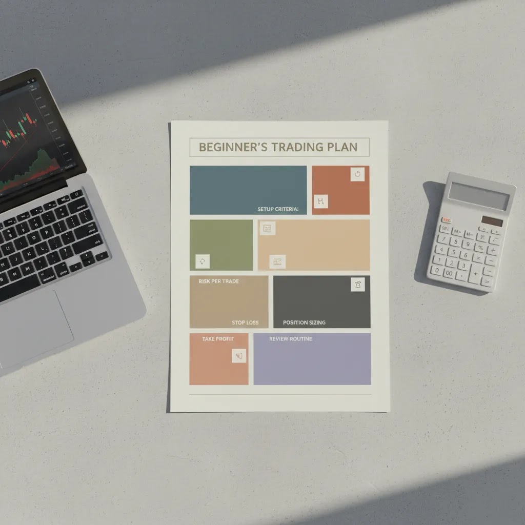 Components of a trading plan checklist layout with risk rules and trading plan template structure
