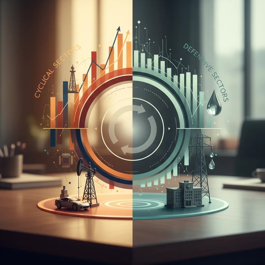 Sector analysis comparing cyclical sectors and defensive sectors for sector rotation strategy
