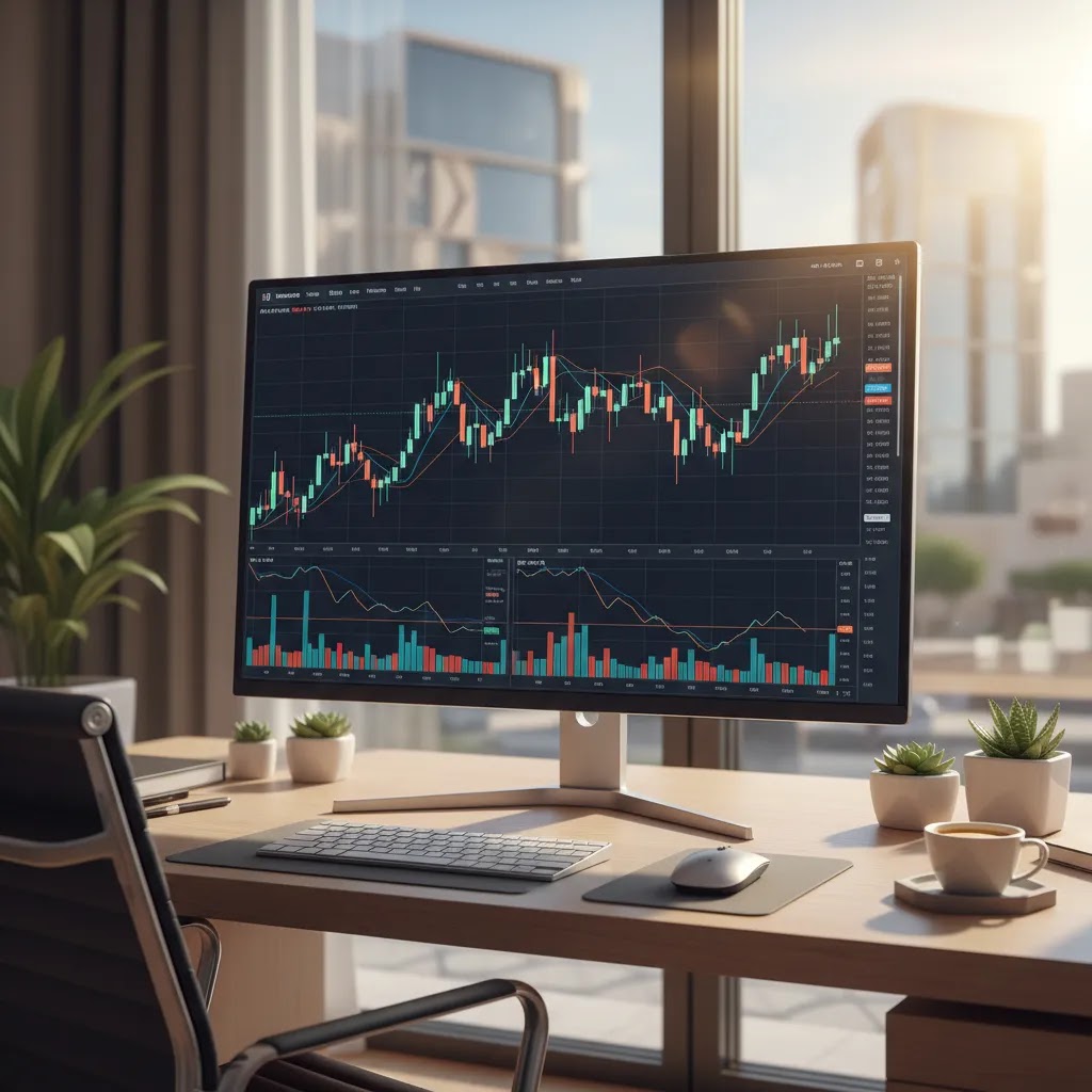 Divergence trading setup with candlestick chart, RSI divergence and MACD divergence on a professional trading screen