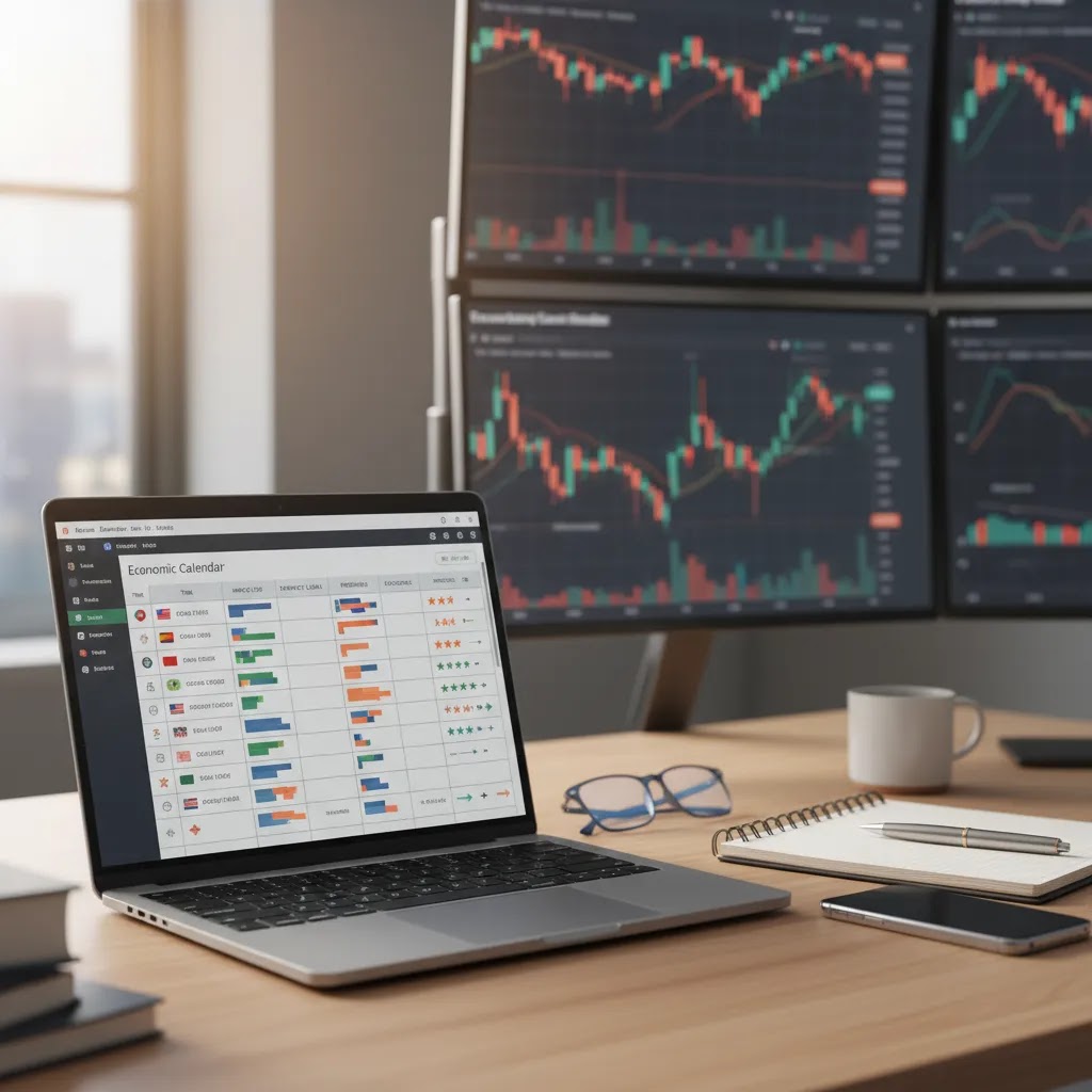 Economic calendar forex interface showing scheduled news events and data release planning