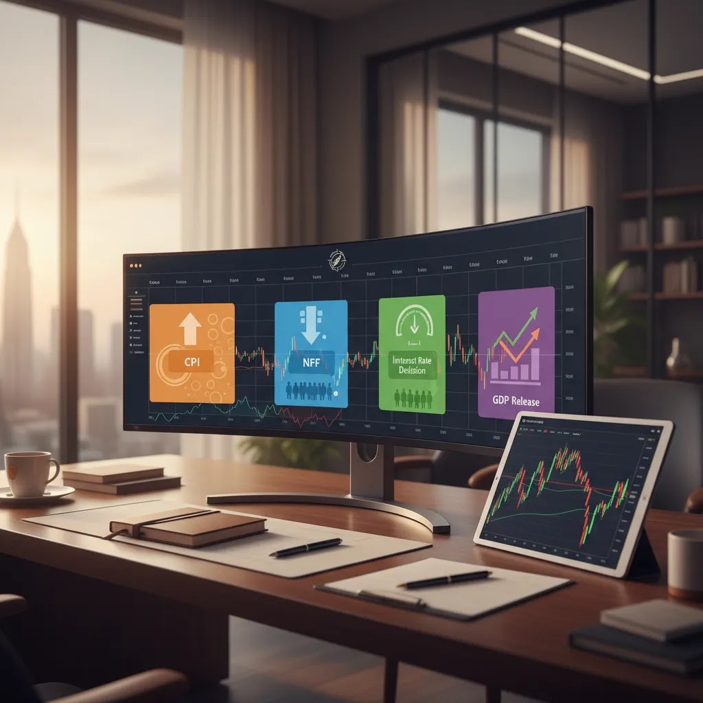 Economic calendar trading setup for planning forex news events and market moving releases