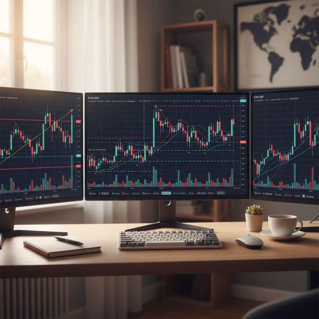 Forex chart analysis image showing chart timeframes trends and support resistance on trading charts