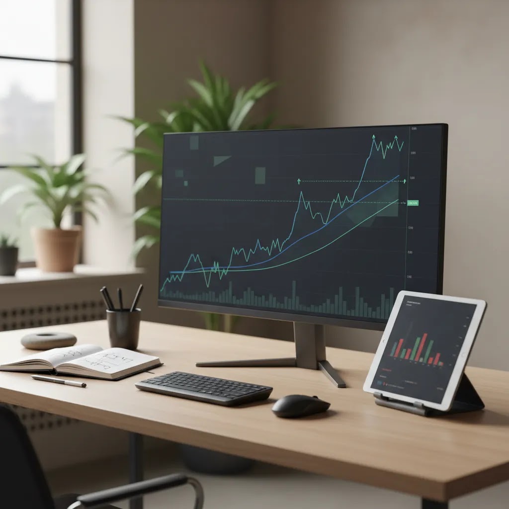 Forex indicator combination on a clean chart showing leading vs lagging indicators for beginners