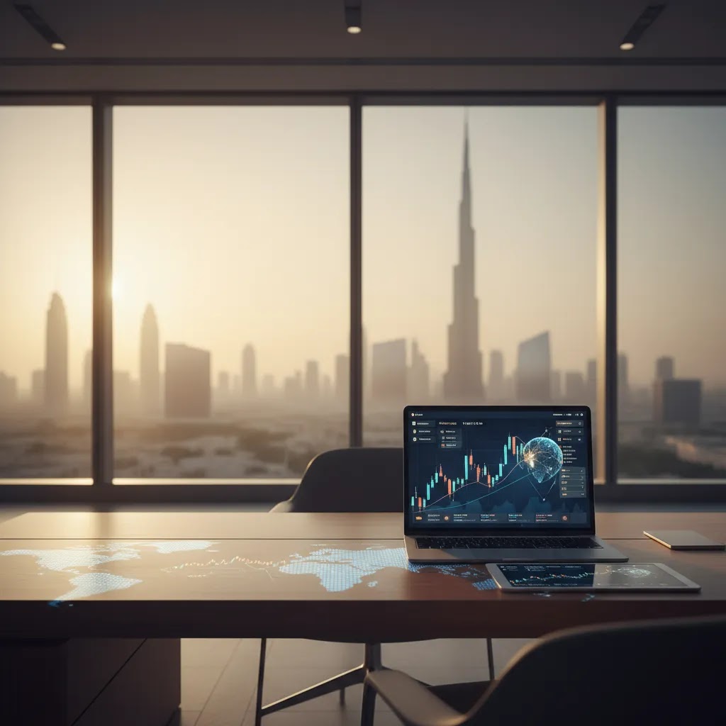 Forex market explained with global currency trading screens in a modern UAE office