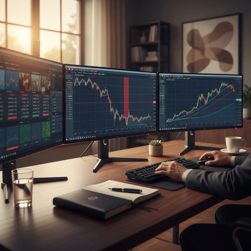 Forex news live trading setup showing market analysis and risk management during volatile updates