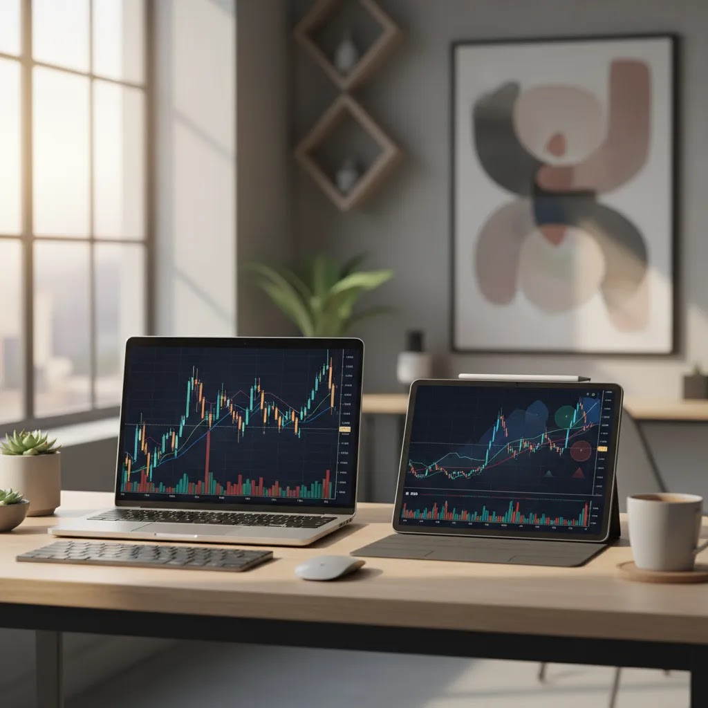 Gold chart analysis setup with indicators and multi-screen XAUUSD chart view for technical analysis