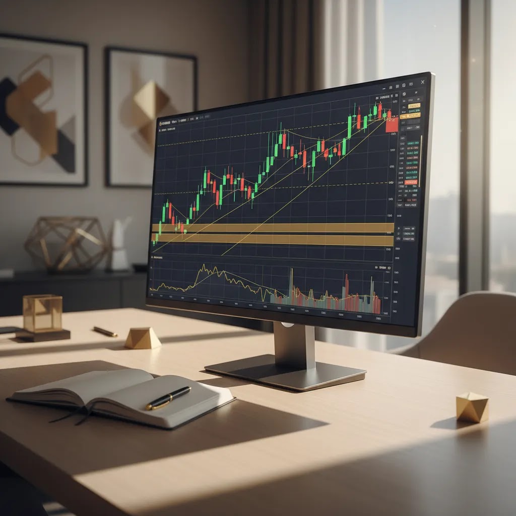 Gold technical analysis on an XAUUSD chart with support and resistance levels in a professional trading workspace
