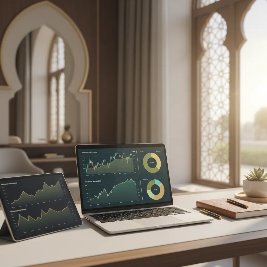 Halal stocks portfolio planning workspace for UAE investors building a Shariah compliant investment strategy