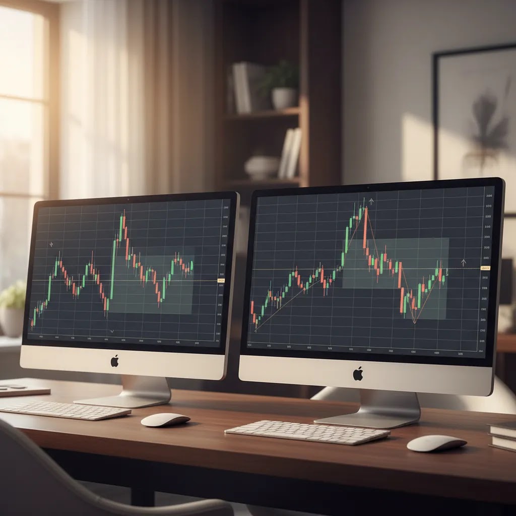 Head and shoulders pattern and inverse head and shoulders pattern shown side by side with neckline break context