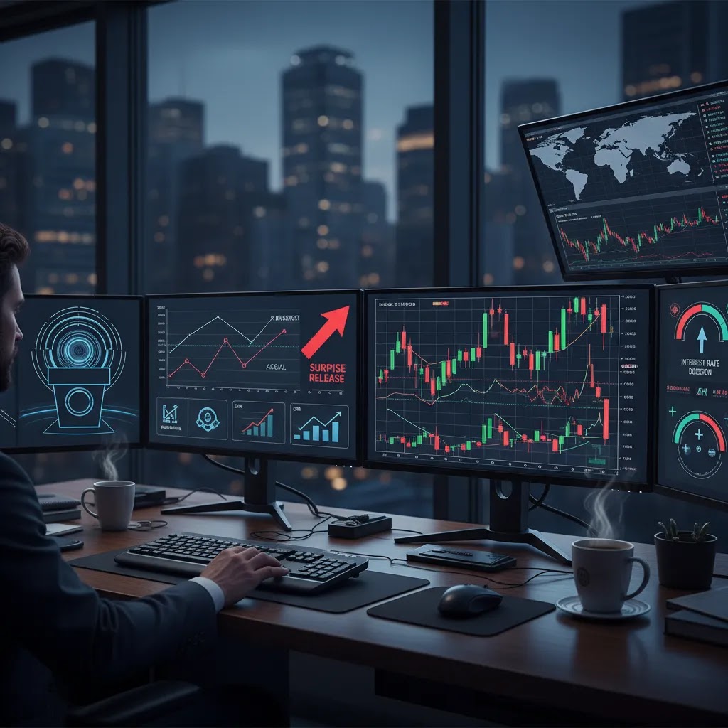 High impact news forex trading scene during FOMC meeting and CPI release volatility