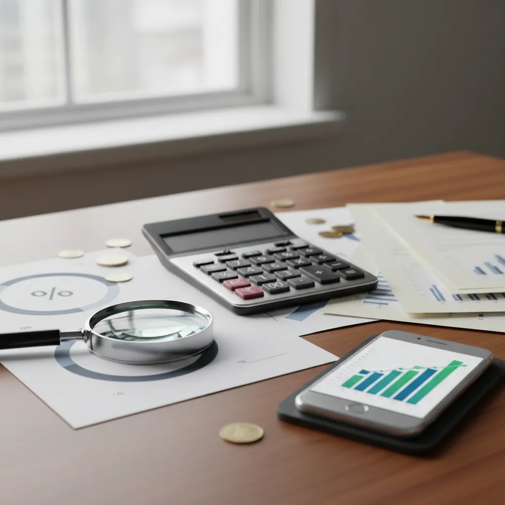 high yield savings account uae comparison workspace showing rate analysis, fees and minimum balance review