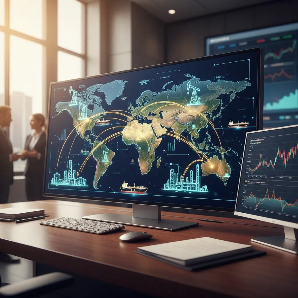 How crude oil markets work image showing global supply routes and market flow for crude oil trading