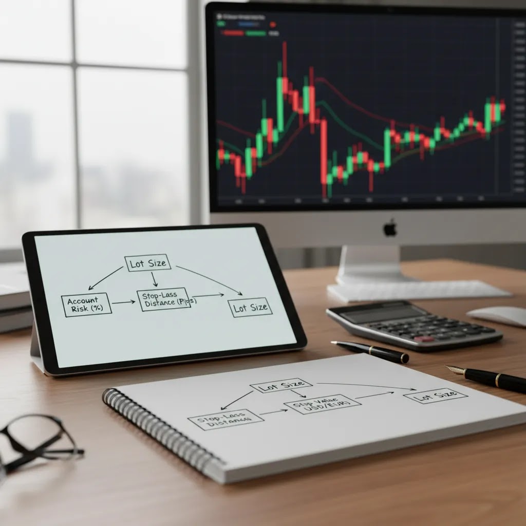 How to calculate lot size with lot size formula, stop loss, pip value, and account risk