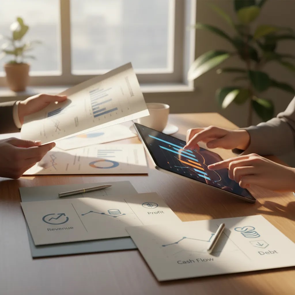 How to do fundamental analysis by reviewing financial metrics like revenue profit cash flow and debt