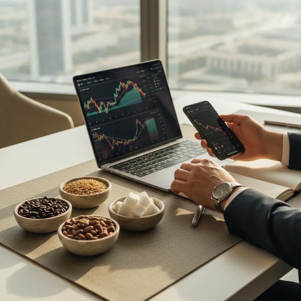 How to trade soft commodities using trading platforms with coffee cocoa wheat and sugar market charts