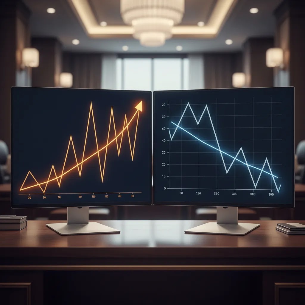 Impulse wave and corrective wave example in Elliott wave analysis on trading charts