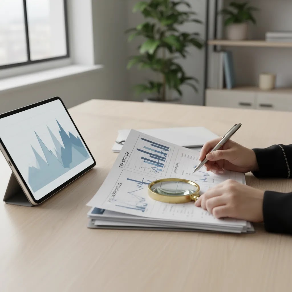 Islamic trading account fee check image showing careful review of swap free trading costs and restrictions