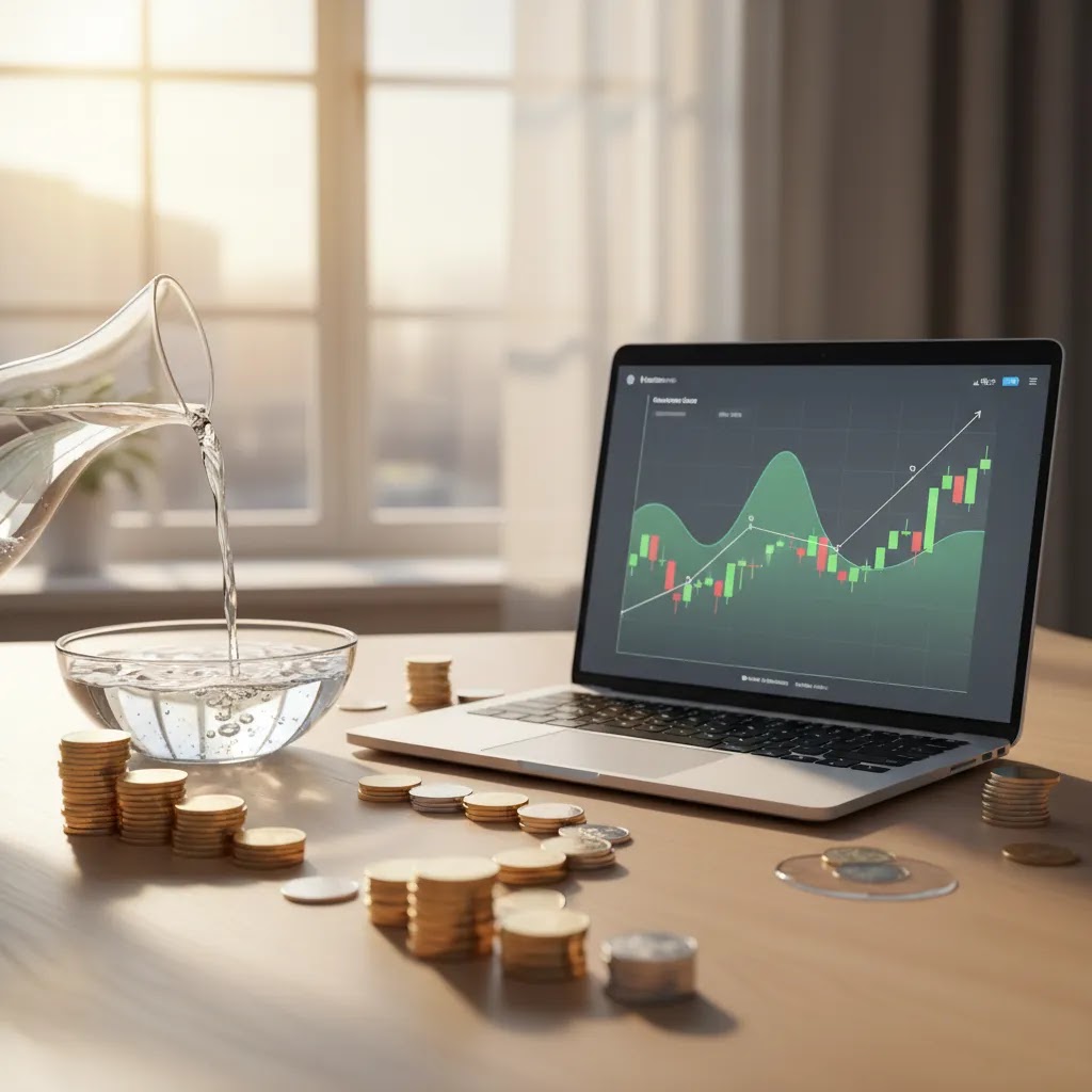 Liquidity meaning in stock market with visual concept of trading flow and liquidity risk