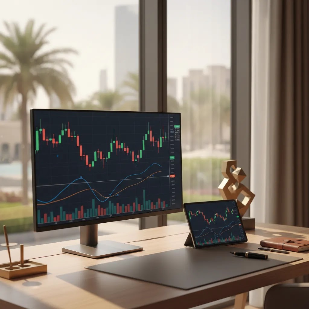 MACD indicator trading workspace showing chart analysis and momentum signals for UAE traders