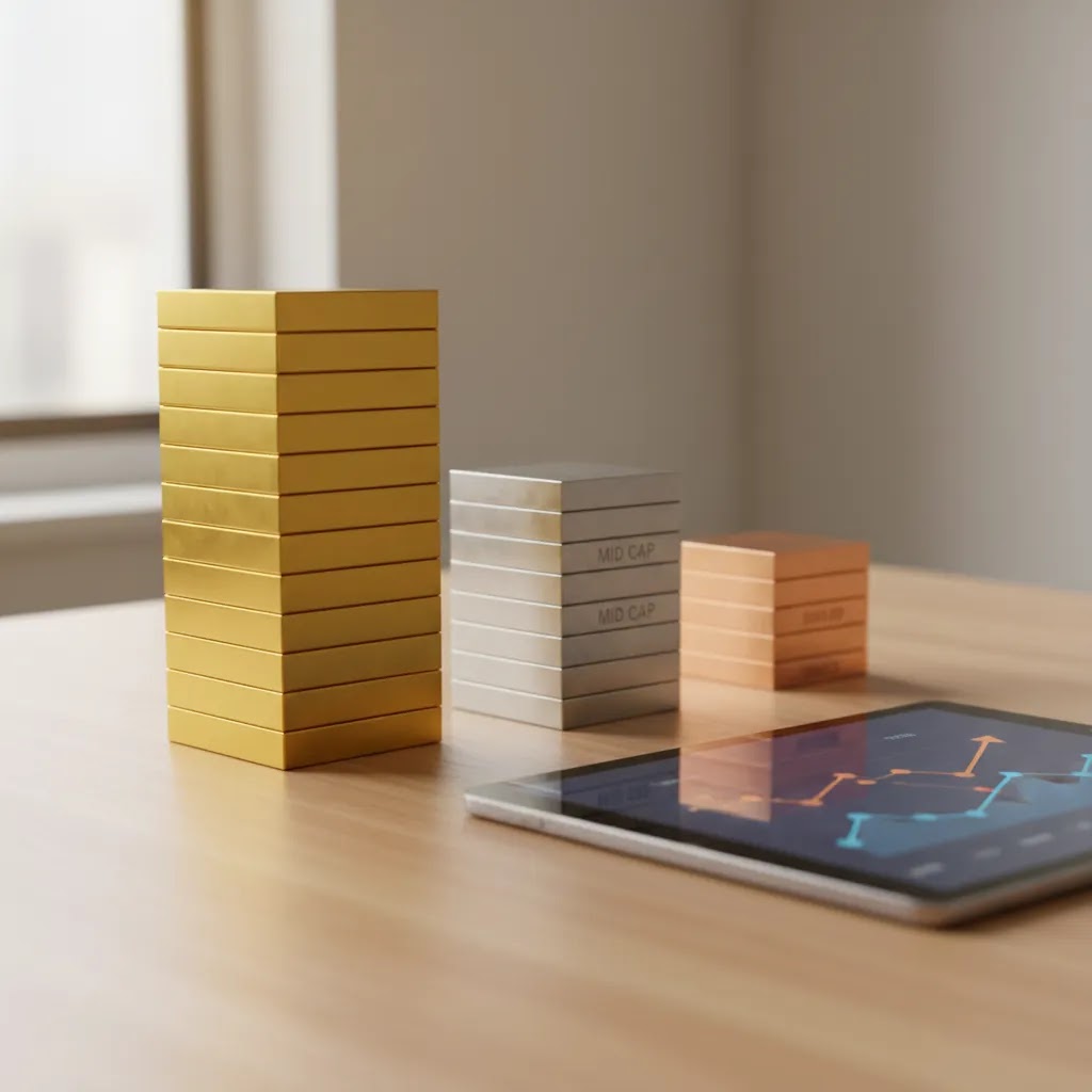 Market cap comparison showing large cap mid cap and small cap stocks