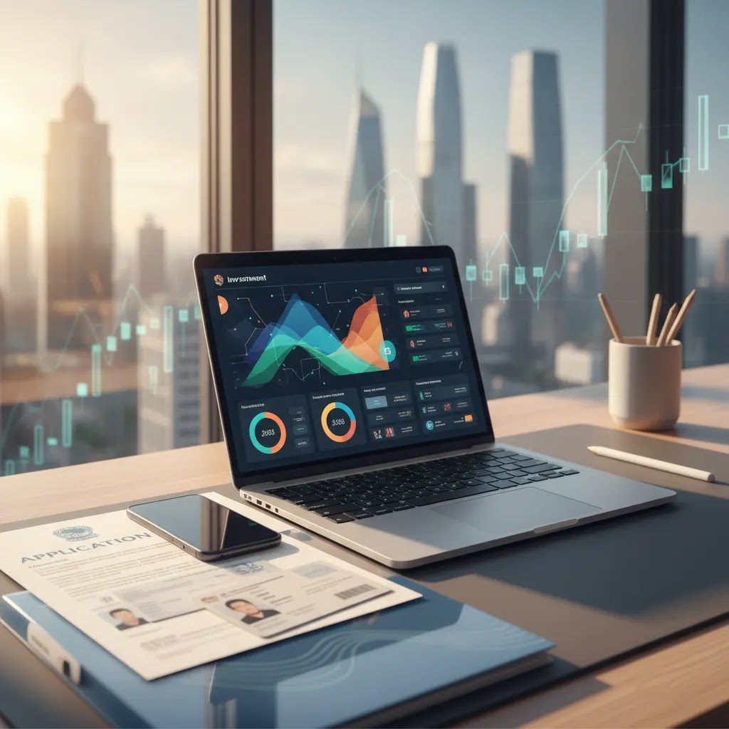 nin number uae guide with investor registration documents and trading account setup workspace