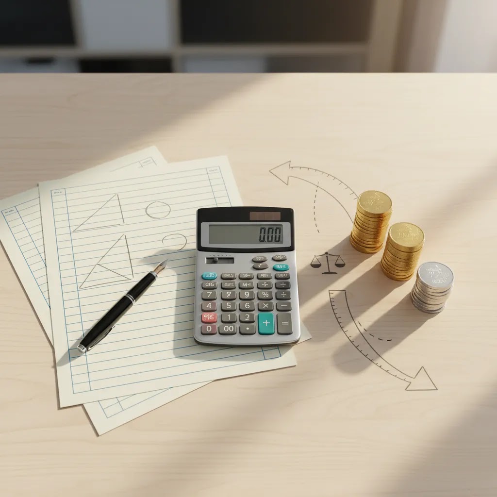 Opportunity cost formula concept with calculator, charts, and investment return comparison