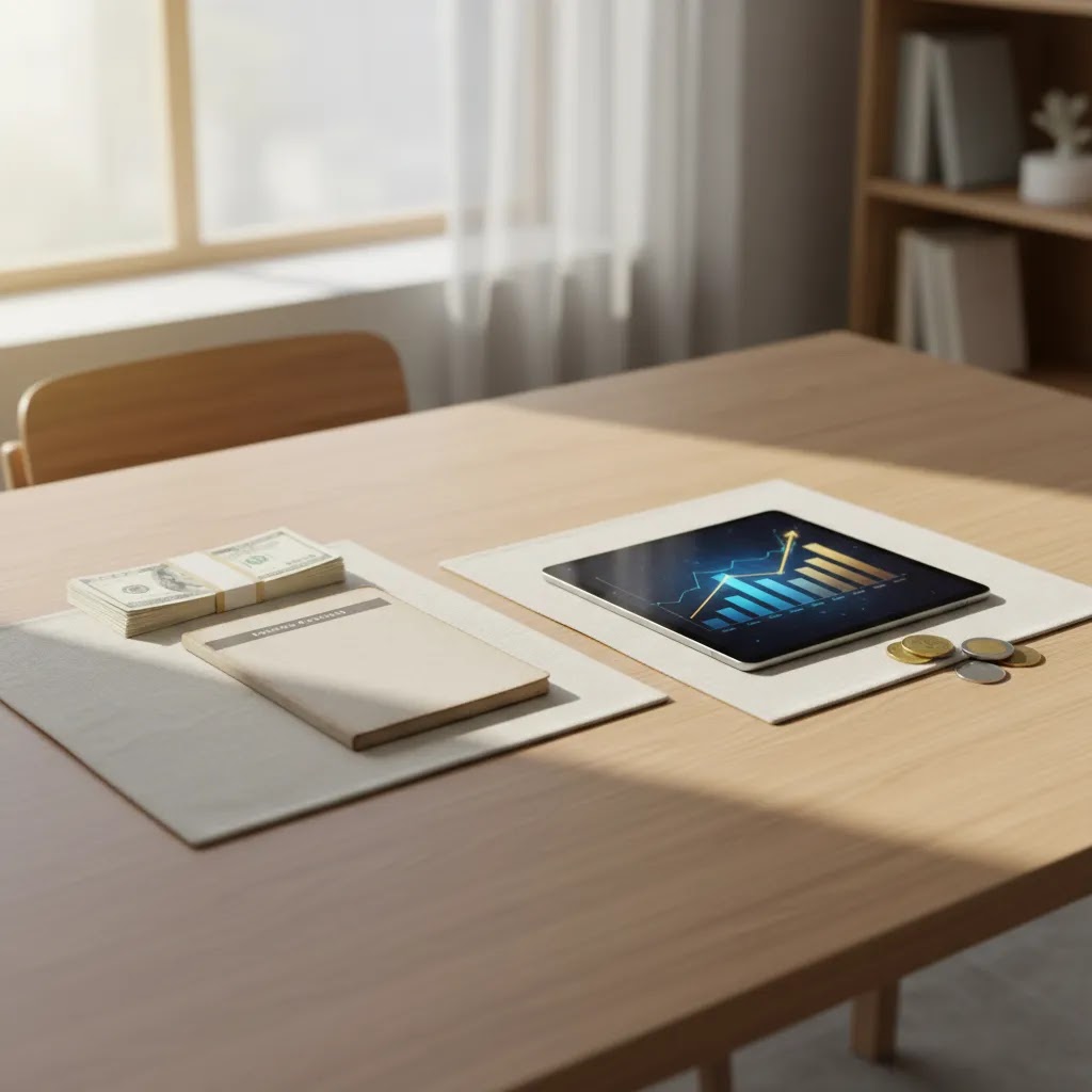 Opportunity cost meaning illustrated with cash savings versus investing comparison