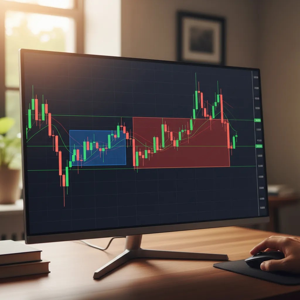 Order block and fair value gap chart illustrating liquidity zones and order flow trading