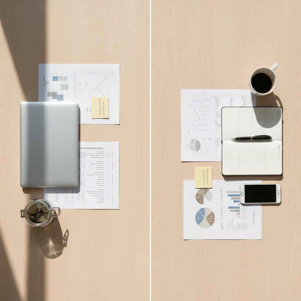 Passive income guide in UAE comparing passive income and active income with financial planning desk items