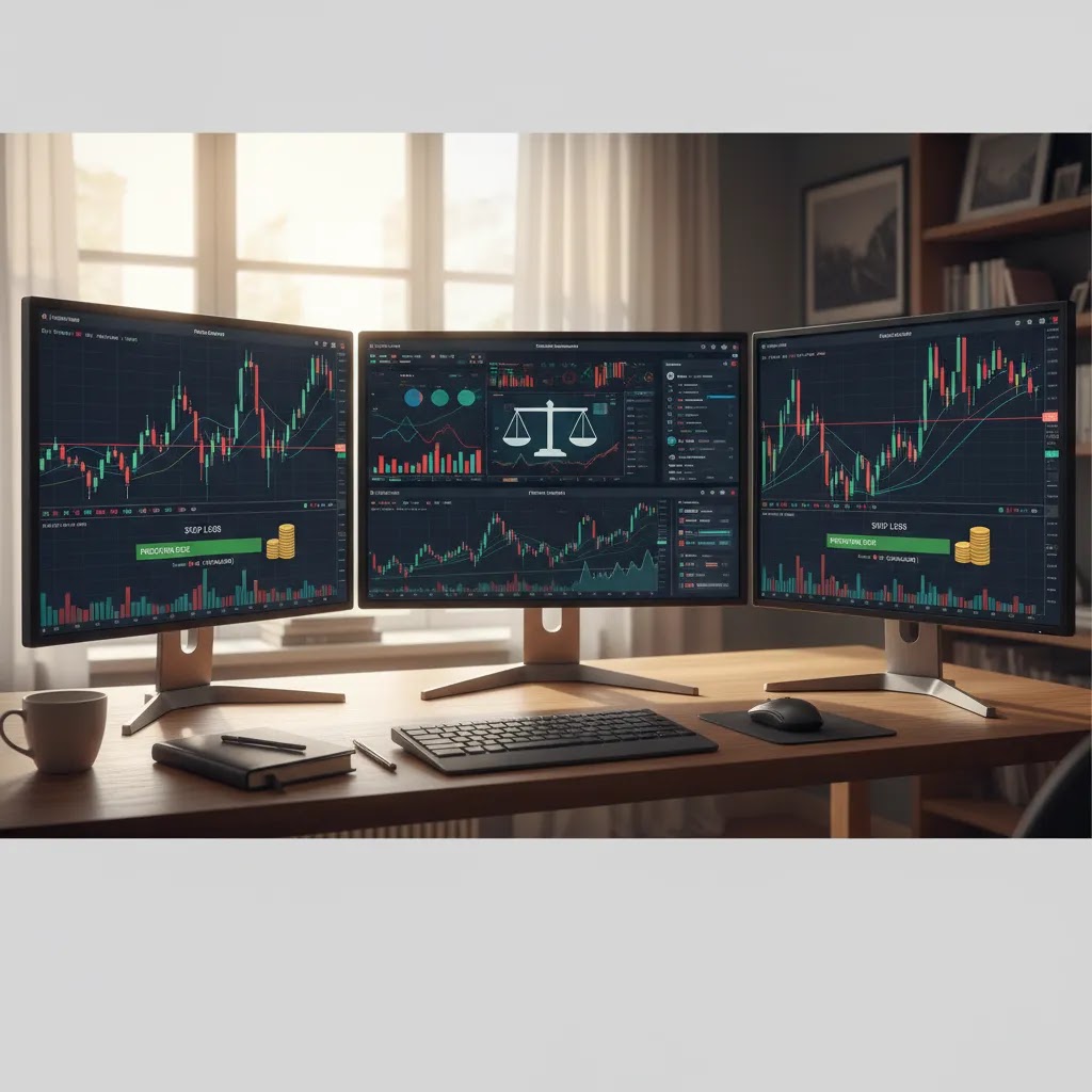 Position size calculator setup for forex and stocks with charts and risk management tools