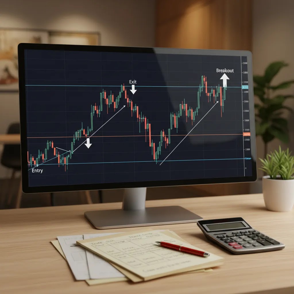 Range trading strategy showing support resistance entries exits and range breakout risk management