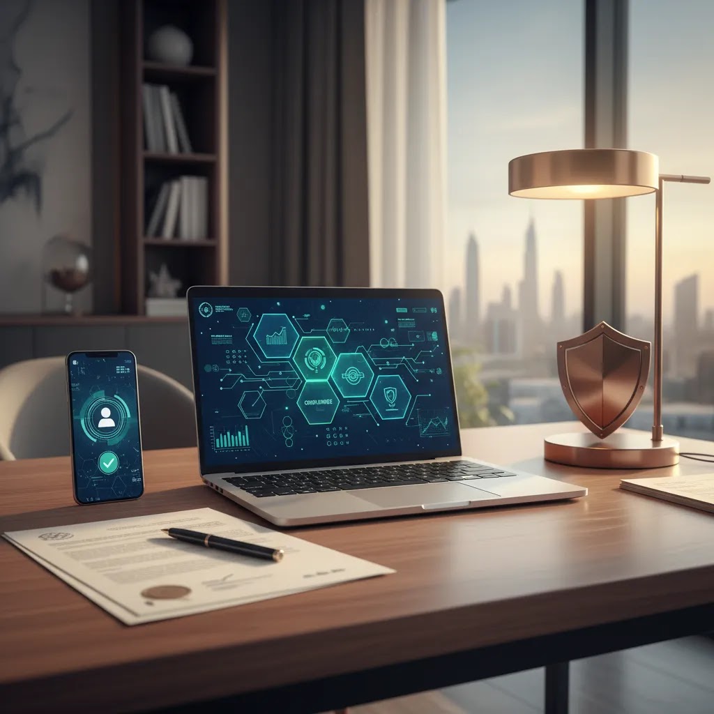 Trading guide UAE visual about verifying regulated brokers and safe online trading for beginners