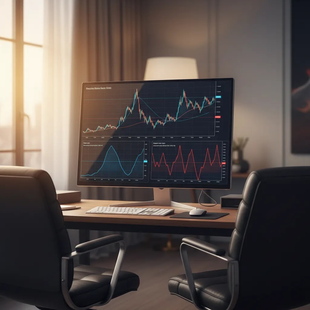 RSI divergence and RSI vs MACD style comparison on a professional technical analysis screen