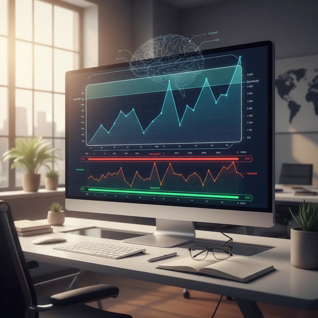 RSI indicator showing overbought and oversold market signals on a technical trading chart