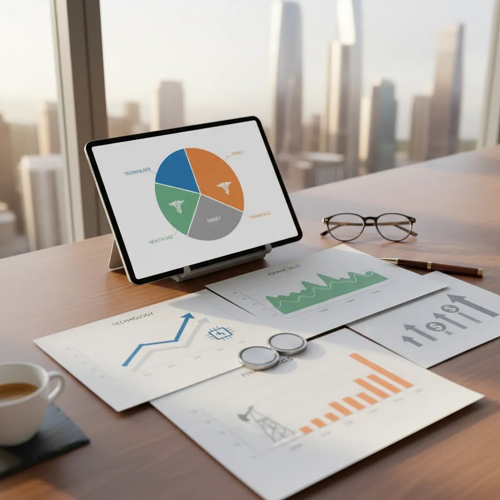 Sector analysis guide showing market sectors comparison with charts and investment research tools