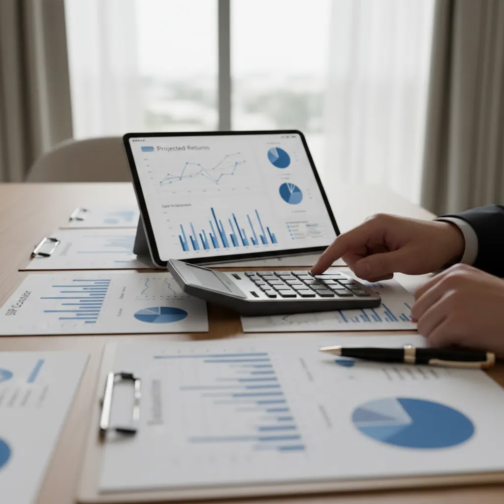 sip calculator for UAE investors showing return estimates fee review and monthly investment planning