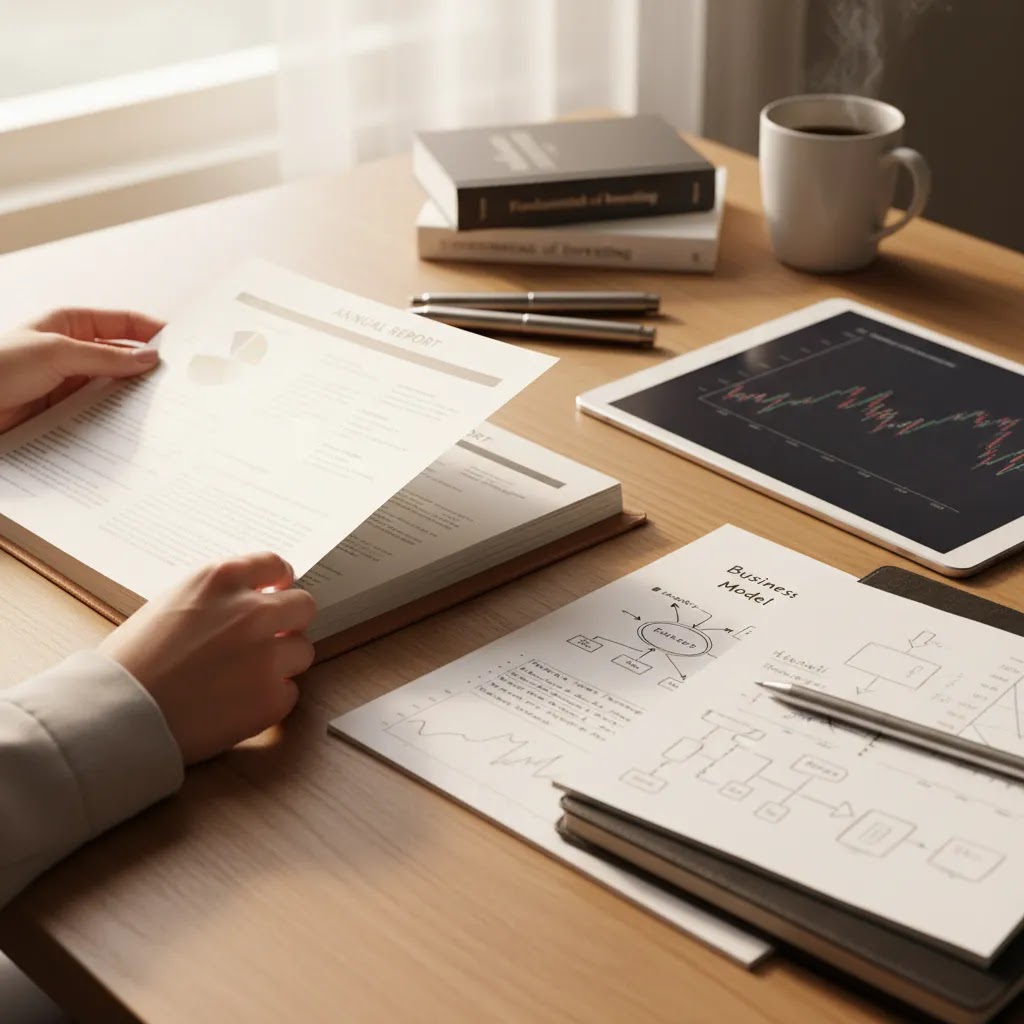 Stock analysis for beginners using company research documents and market charts