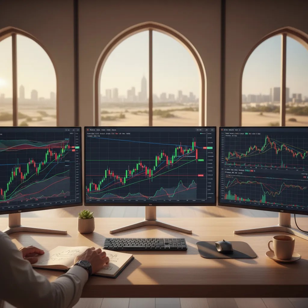 Technical analysis guide with trading charts and indicators for UAE traders